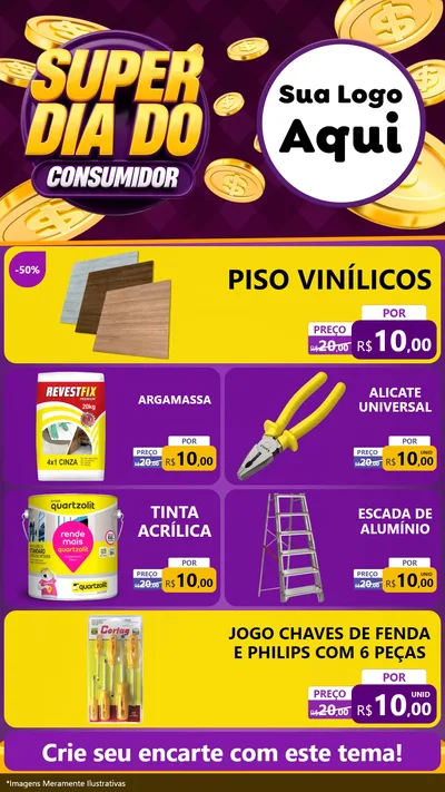 Modelo de TV para TV Vertical com o tema Super Dia do Consumidor para Material para Construção