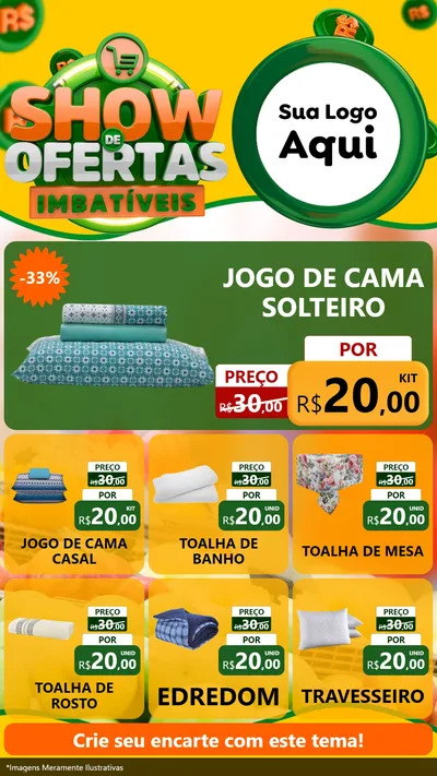 Modelo de Rede Social para Stories com o tema Show de Ofertas Imbatíveis para Cama, Mesa e Banho