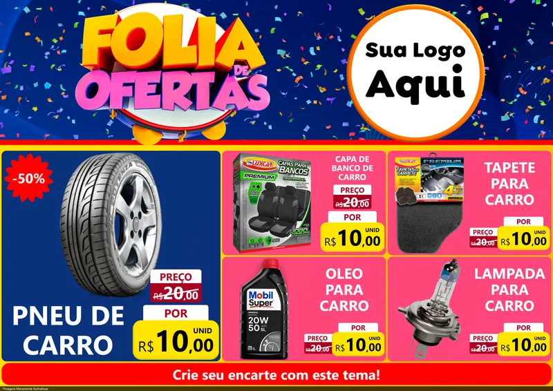 Modelo de Encarte para Encarte A4 Horizontal com o tema Folia de Ofertas para Auto peças
