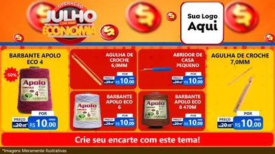 Modelo de TV para TV Horizontal com o tema Operação Julho Com Mais Economia para Armarinho e Aviamentos
