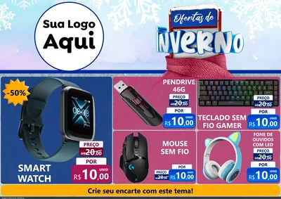 Modelo de Encarte para Encarte A4 Horizontal com o tema Ofertas de Inverno para Informática