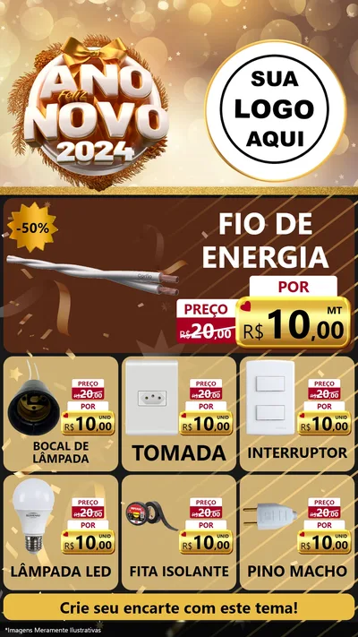 Modelo de Rede Social para Stories com o tema Feliz Ano Novo 2027 para Materiais Elétricos