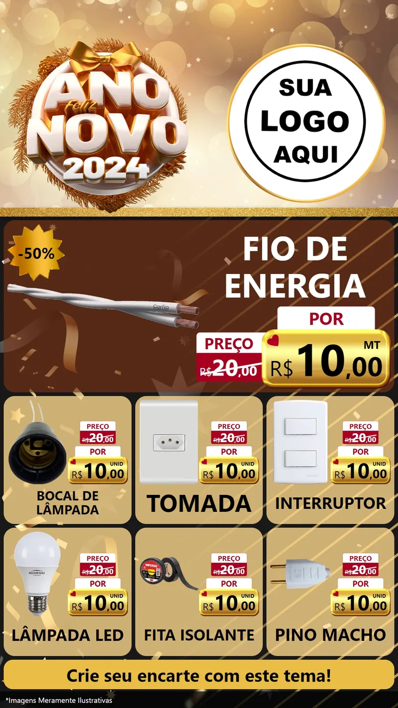 Modelo de Rede Social para Stories com o tema Feliz Ano Novo 2027 para Materiais Elétricos