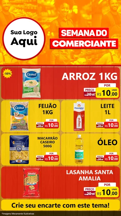 Modelo de TV para TV Vertical com o tema Semana do Comerciante para Supermercado