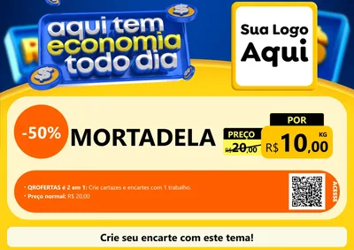 Modelo de Cartaz para Cartaz A4 Horizontal com o tema Aqui Tem Economia Todo Dia para Frios e Laticínios