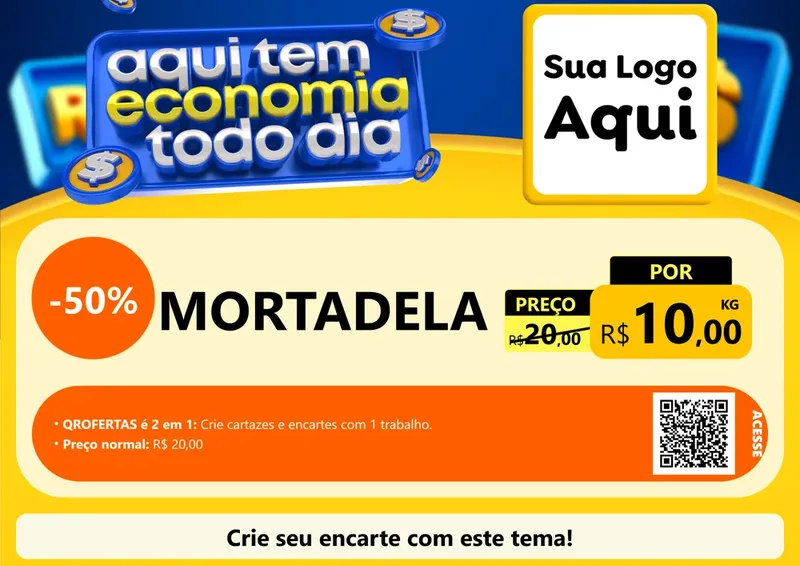 Modelo de Cartaz para Cartaz A4 Horizontal com o tema Aqui Tem Economia Todo Dia para Frios e Laticínios