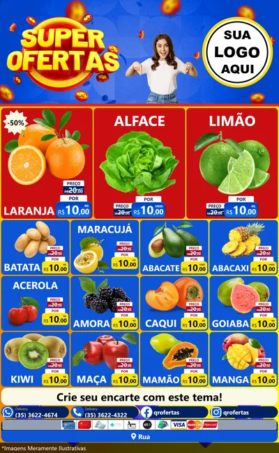Modelo de Encarte para Encarte Grande com o tema Super Ofertas para Hortifrúti