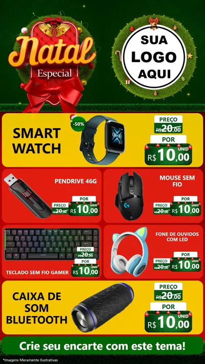 Modelo de TV para TV Vertical com o tema Natal Especial para Informática