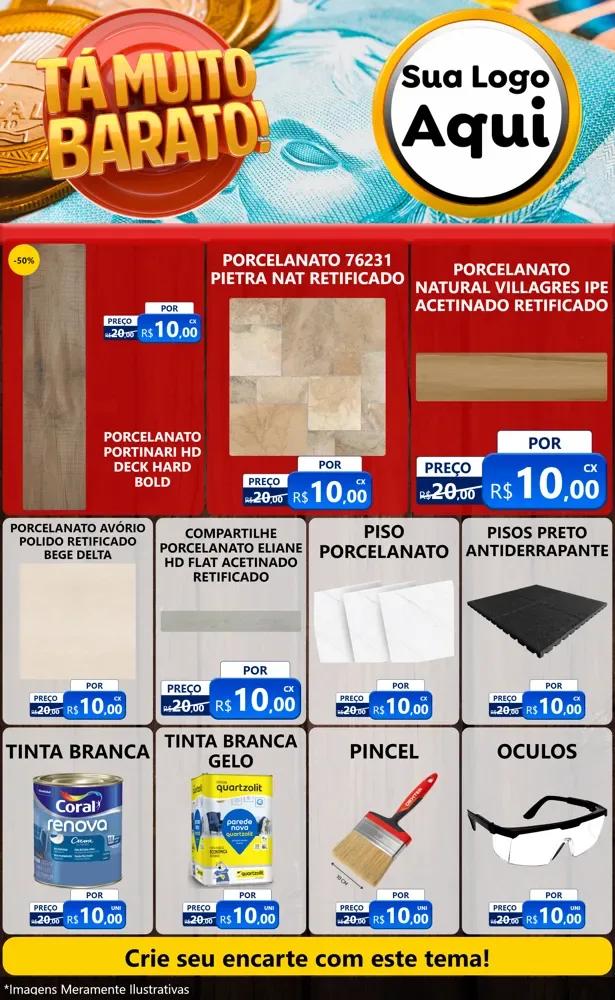 Modelo de Encarte para Encarte Grande com o tema Está Muito Barato para Pisos e revestimentos