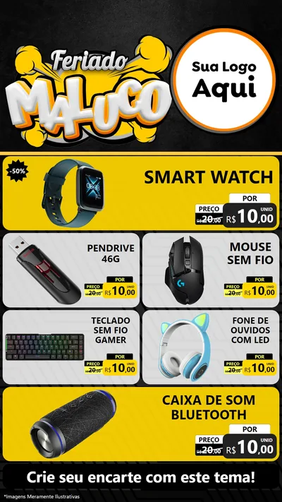 Modelo de TV para TV Vertical com o tema Feriado Maluco para Informática