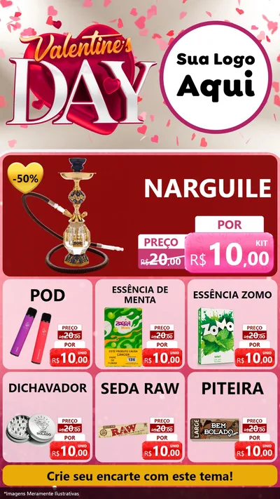 Modelo de Rede Social para Stories com o tema Valentine's Day para Tabacaria