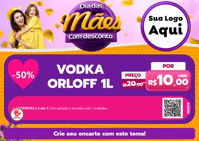 Modelo de Cartaz para Cartaz A4 Horizontal com o tema Dia das Mães com Desconto para Distribuidora de bebidas