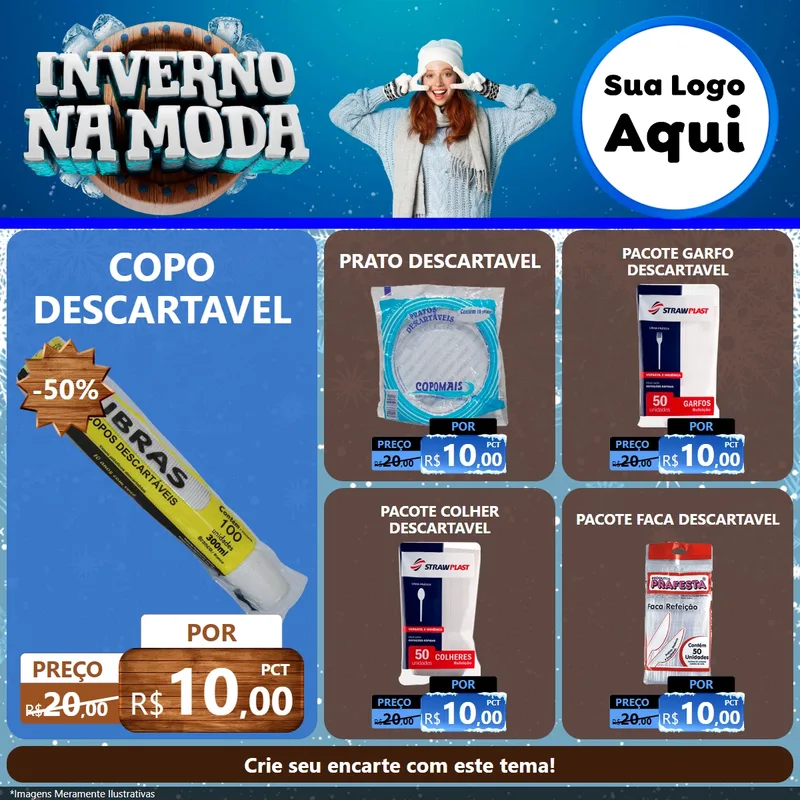 Modelo de Rede Social para Feed Facebook com o tema Inverno na Moda para Embalagens