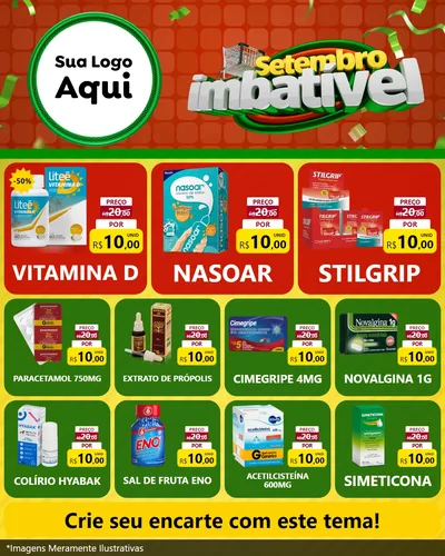 Modelo de Rede Social para Feed Instagram com o tema Setembro Imbatível para Farmácia
