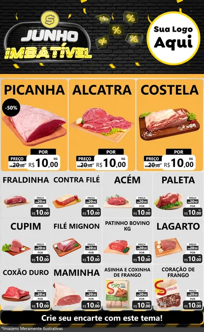 Modelo de Encarte para Encarte Grande com o tema Junho Imbatível para Açougue