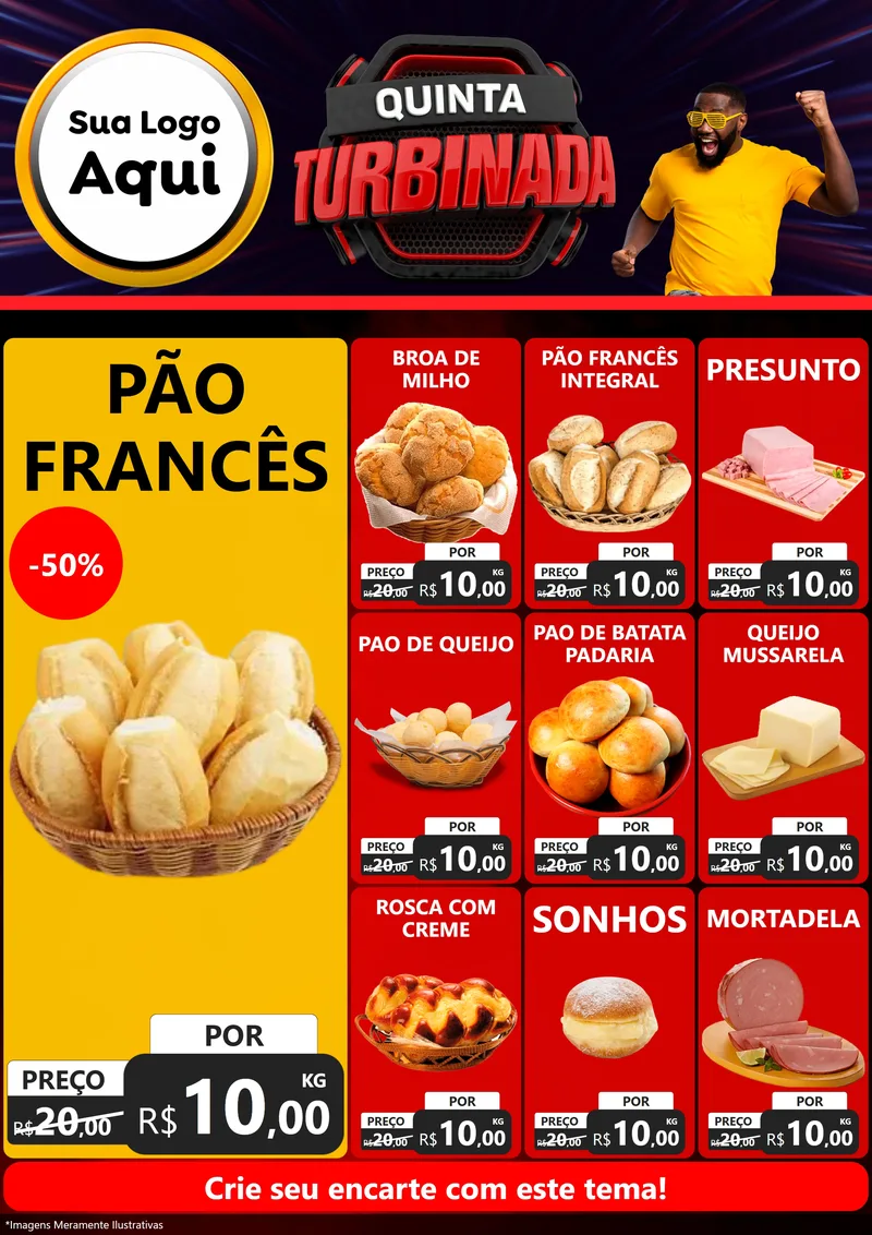 Modelo de Encarte para Encarte A4 Vertical com o tema Quinta Turbinada para Padaria