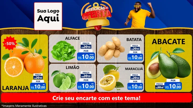 Modelo de TV para TV Horizontal com o tema Notificação de Oferta para Hortifrúti