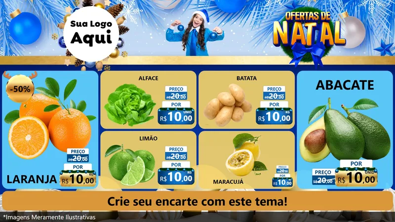 Modelo de TV para TV Horizontal com o tema Ofertas de Natal para Hortifrúti