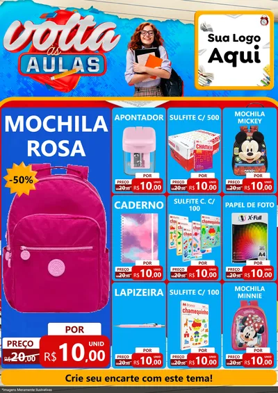 Modelo de Encarte para Encarte A4 Vertical com o tema Volta às Aulas para Papelaria