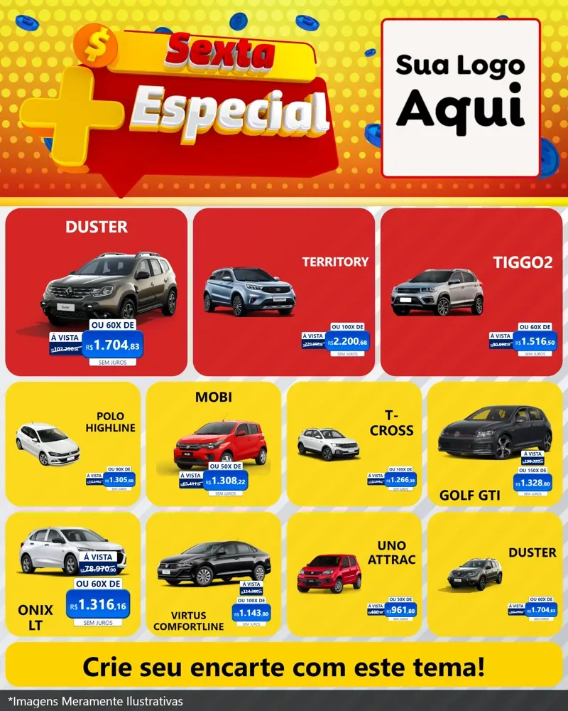 Modelo de Rede Social para Feed Instagram com o tema Sexta Mais Especial para Concessionaria de Carros