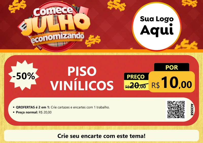 Modelo de Cartaz para Cartaz A4 Horizontal com o tema Comece Julho Economizando para Material para Construção