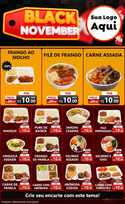Modelo de Encarte para Encarte Grande com o tema Black November para Restaurante