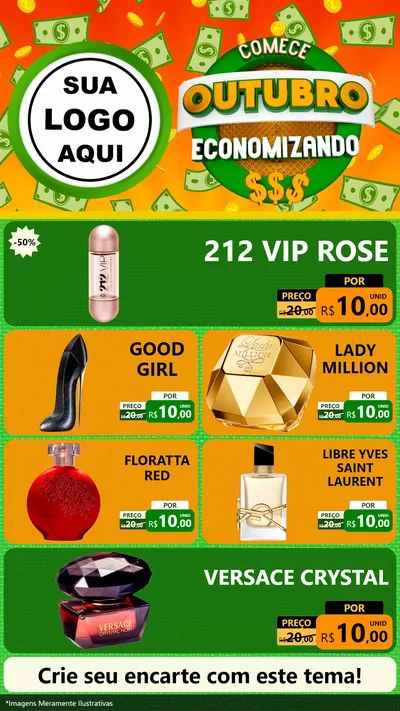 Modelo de TV para TV Vertical com o tema Comece Outubro Economizando para Perfumes
