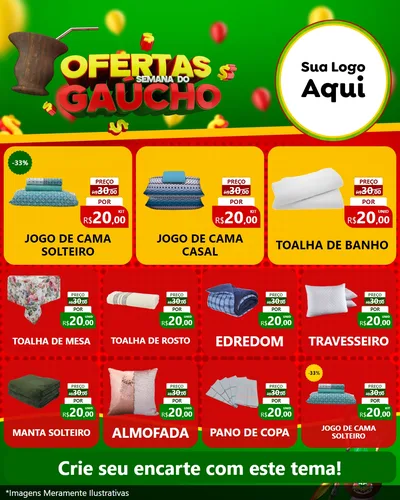 Modelo de Rede Social para Feed Instagram com o tema Ofertas Semana Do Gaúcho para Cama, Mesa e Banho
