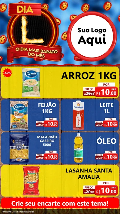 Modelo de TV para TV Vertical com o tema Dia L - O Dia Mais Barato Do Mês para Supermercado