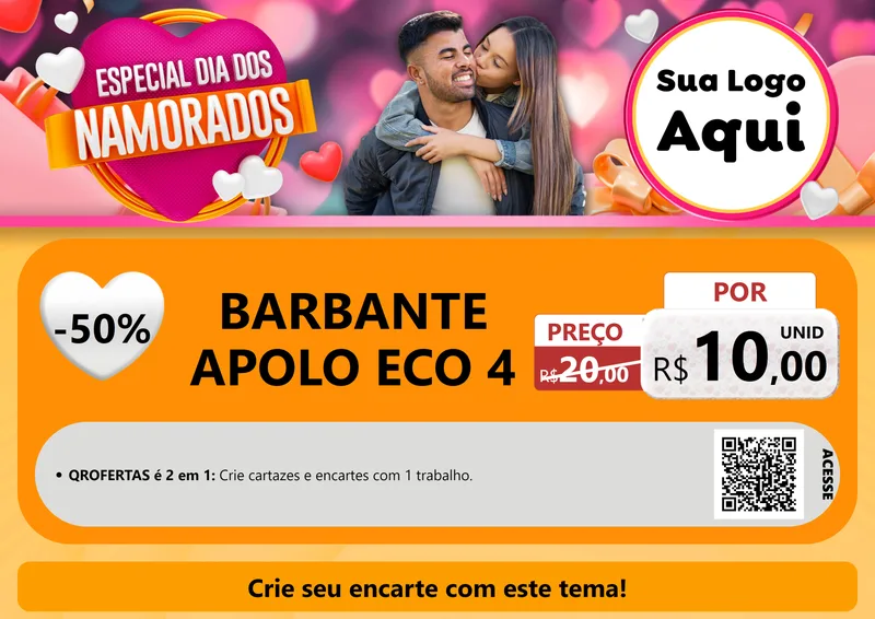 Modelo de Cartaz para Cartaz A4 Horizontal com o tema Especial Dia dos Namorados para Armarinho e Aviamentos
