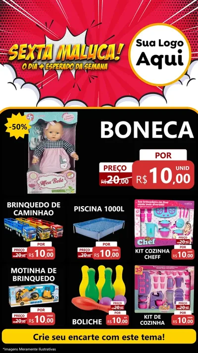 Modelo de Rede Social para Stories com o tema Sexta Maluca! para Brinquedos