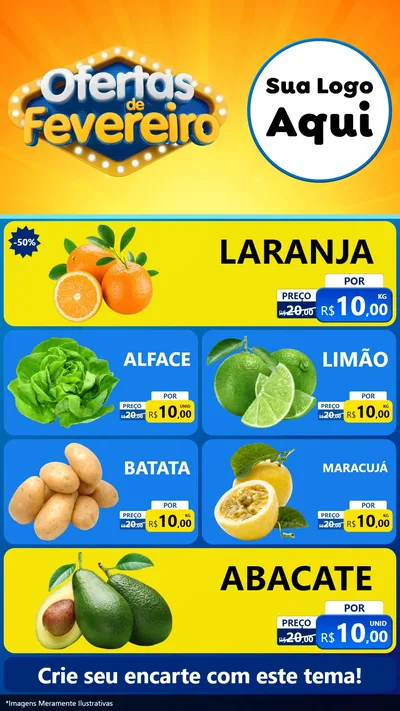 Modelo de TV para TV Vertical com o tema Ofertas de Fevereiro para Hortifrúti