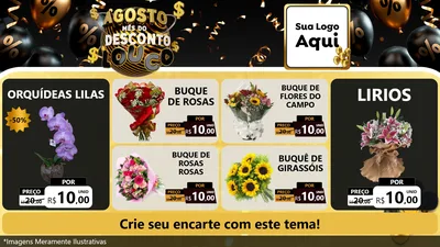 Modelo de TV para TV Horizontal com o tema Agosto Mês do Desconto Louco para Floricultura e jardim