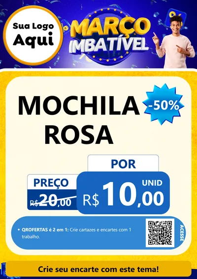 Modelo de Cartaz para Cartaz A4 Vertical com o tema Março Imbatível para Papelaria