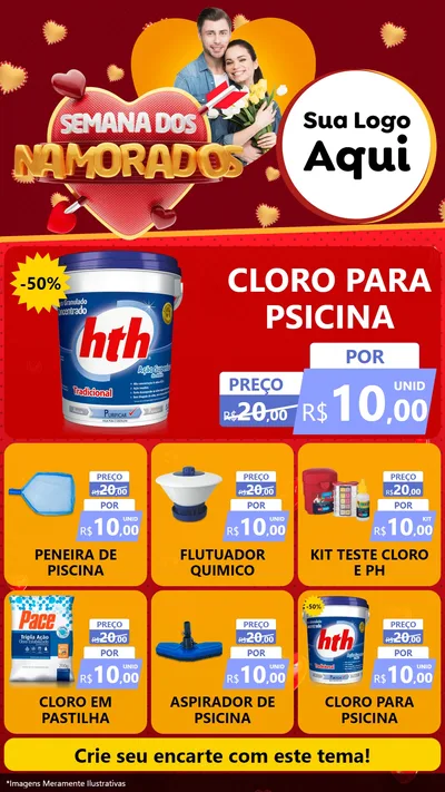 Modelo de Rede Social para Stories com o tema Semana dos Namorados para Produtos para Piscina