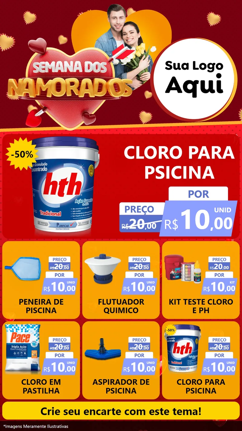 Modelo de Rede Social para Stories com o tema Semana dos Namorados para Produtos para Piscina