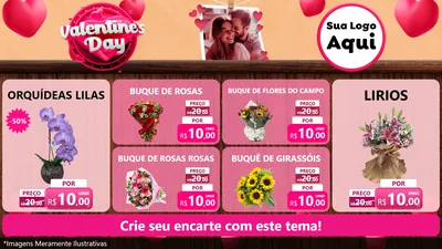 Modelo de TV para TV Horizontal com o tema Valentine's Day para Floricultura e jardim