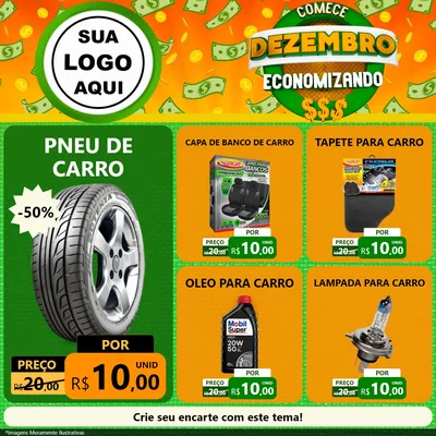 Modelo de Rede Social para Feed Facebook com o tema Comece Dezembro Economizando para Auto peças