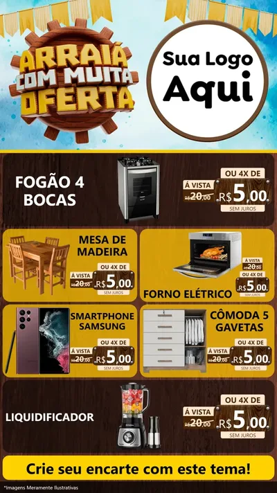 Modelo de TV para TV Vertical com o tema Ofertas de São João - Junina para Móveis e Eletro