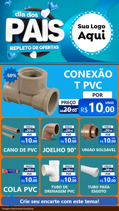 Modelo de Rede Social para Stories com o tema Dia Dos Pais Repleto de Ofertas para Tubos e conexões