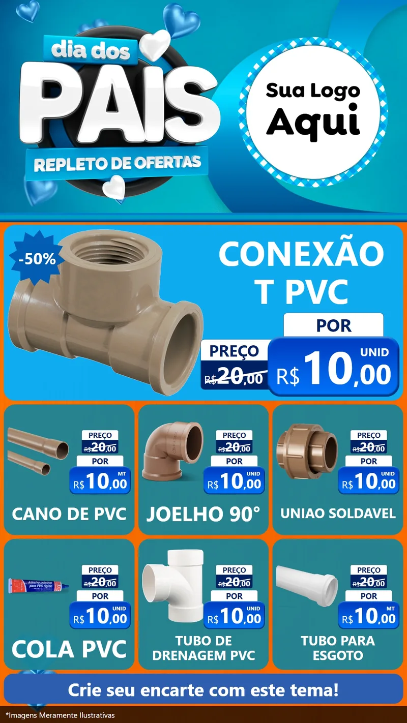 Modelo de Rede Social para Stories com o tema Dia Dos Pais Repleto de Ofertas para Tubos e conexões