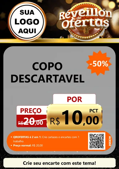 Modelo de Cartaz para Cartaz A4 Vertical com o tema Réveillon de Ofertas para Embalagens
