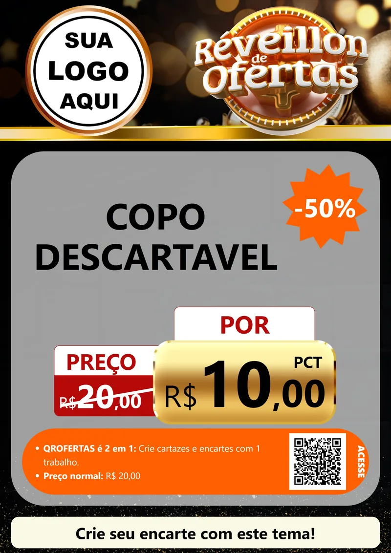 Modelo de Cartaz para Cartaz A4 Vertical com o tema Réveillon de Ofertas para Embalagens