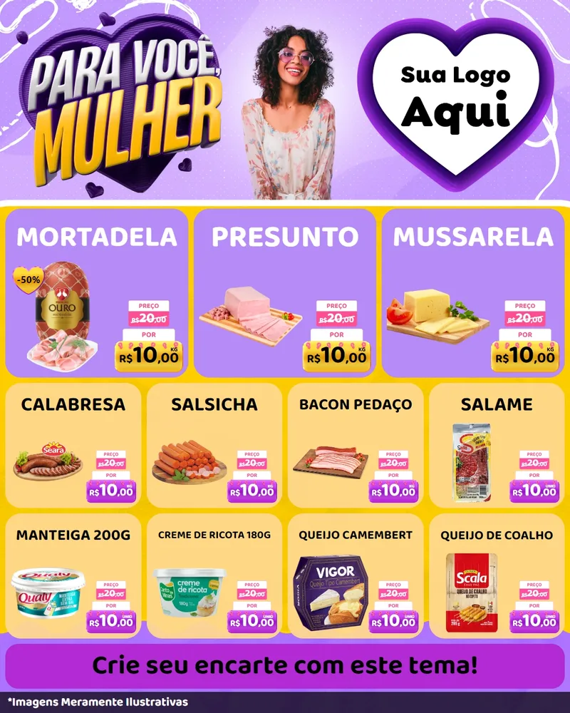 Modelo de Rede Social para Feed Instagram com o tema Para Você, Mulher para Frios e Laticínios