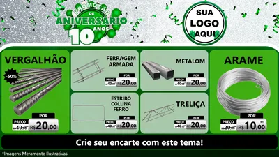 Modelo de TV para TV Horizontal com o tema Promoção de Aniversário - 10 Anos para Ferragens