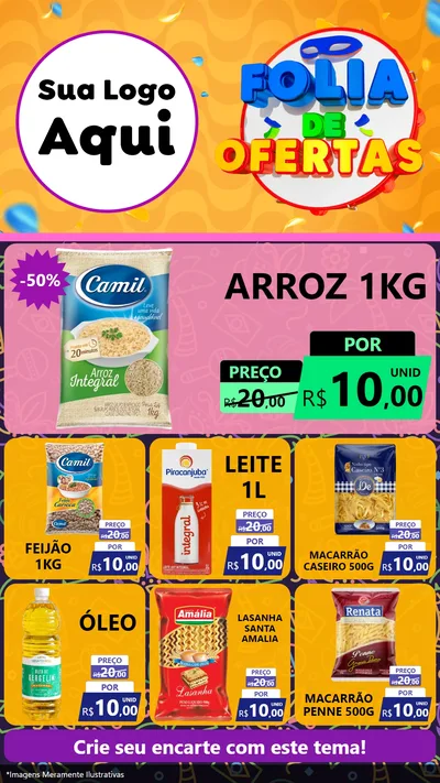 Modelo de Rede Social para Stories com o tema Folia de Ofertas para Supermercado