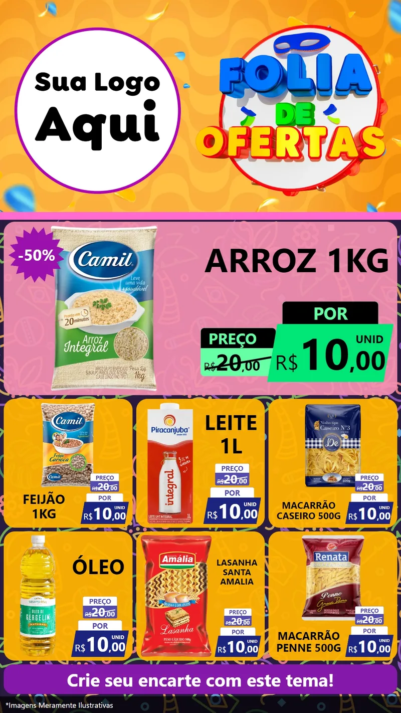 Modelo de Rede Social para Stories com o tema Folia de Ofertas para Supermercado