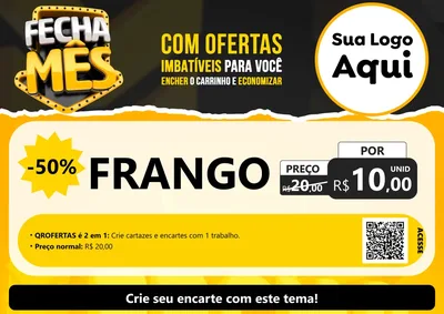 Modelo de Cartaz para Cartaz A4 Horizontal com o tema Fecha Mês para Assados