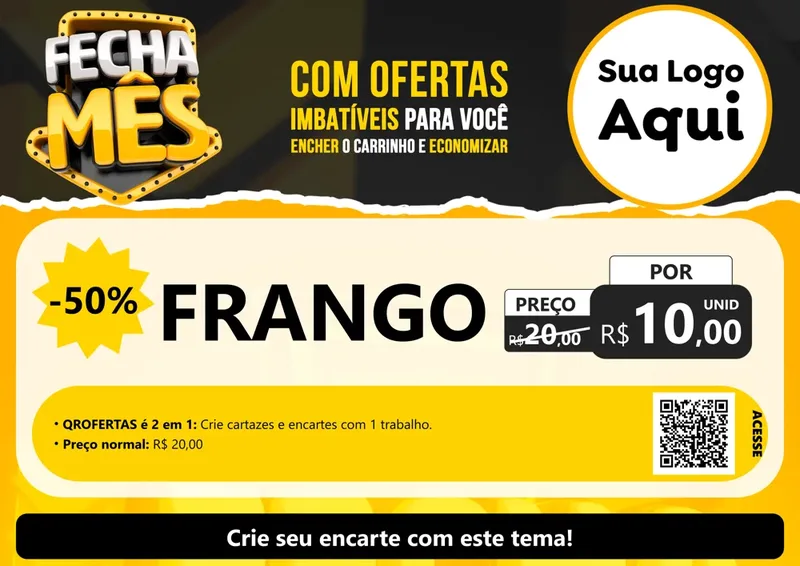 Modelo de Cartaz para Cartaz A4 Horizontal com o tema Fecha Mês para Assados