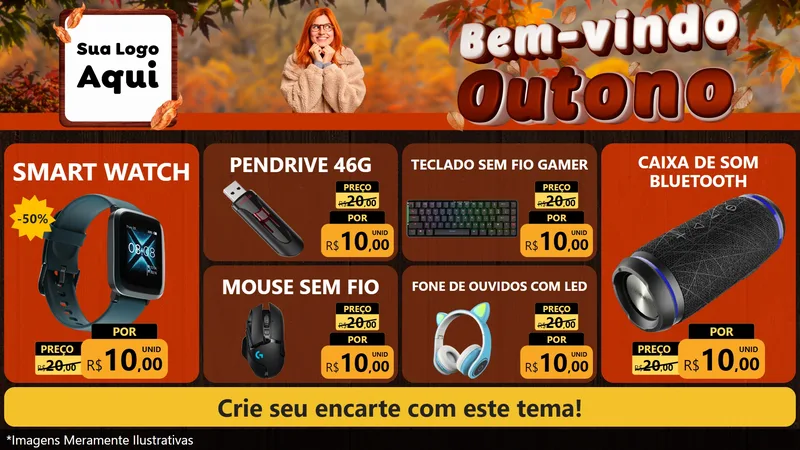 Modelo de TV para TV Horizontal com o tema Bem-vindo Outono para Informática